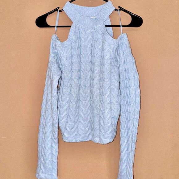 Zara Sweaters - ZARA Women's Knit Off Shoulder Sweater Light Blue Size Medium